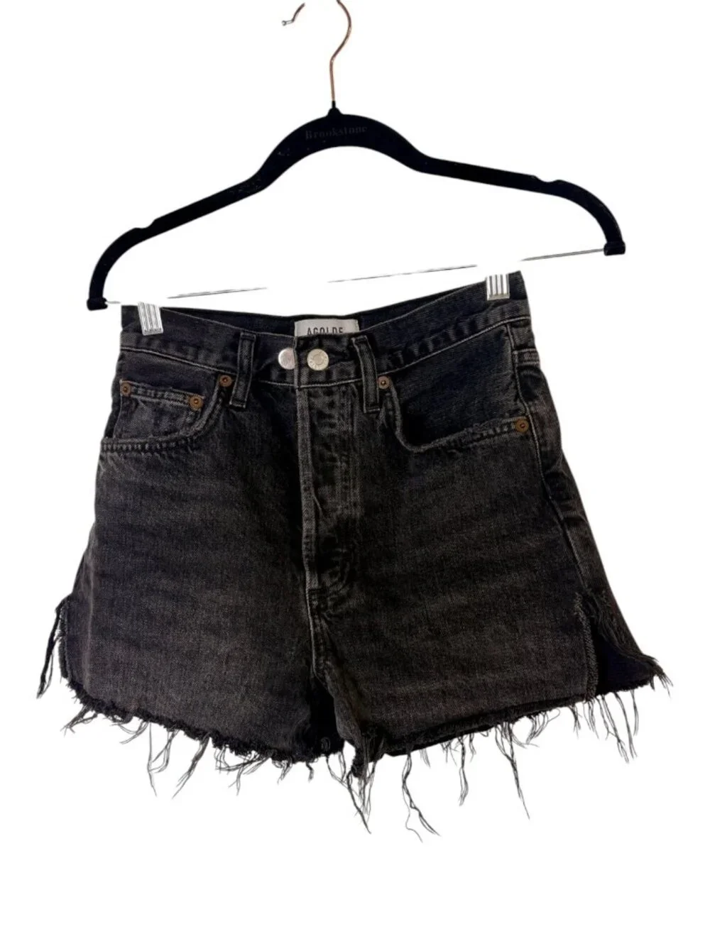 AGOLDE Black Dee Ultra High Rise Cutoff Denim Shorts 3